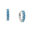 Hoop Earrings Sdzstone 925 Sterling Silver Round CZ Small Circles Huggies Blue For Women Delicate Jewelry Kids Girls