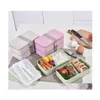 Bento Boxes Double Layer Lunch Box Portable Wheat St Material Egofriendly Food Container Storage Student Drop Delivery Home Garden H DHR0L