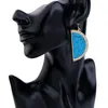 Orecchini pendenti Blu Marrone Semicerchio Pietra naturale Geometrica Shopping online India Moda Grandi donne Gioielli vintage
