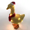 Christmas Decorations Garden Light-Up Duck Decor With Scarf Ornaments Mini Lights For Ground Lawn Outdoor