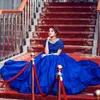 Elegant Royal Blue Ball Gowns Quinceanera Dress Satin Beads Birthday Party Prom Dresses Vestidos de Fiesta Custom Made Made