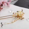 Fournitures de fête originales faites à la main Hanfu Kanzashi ornements de cheveux coquille jaune fleur Ginkgo perle gland accessoires bâton coiffure