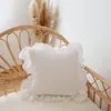 Pillow 45X45cm White Ruffle Cover Solid Color Pillowcases Cotton Fabric Decorative Princess Girl Room Decoration