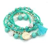 Charm Bracelets 6pcs/set 2022 Spring Brand Multilayers Seed Beads Crystal Ball Tassel Pendant & Bangles Jewelry For Women