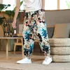 Roupas étnicas 2022 Homens de harém Imprimir retro gota de gotas de groods de algodão calça de algodão Baggy Loose Chinese Casual S-5xl KK4079