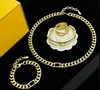 Or Cuivre Laiton Collier Boucle D'oreille Femmes En Laiton Gravé F Initiales Lettre Signe 18K Or Designer Bijoux Anniversaire Fête De Noël Cadeaux FS22f04