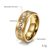 Anéis de casamento Banda de aço inoxidável de 8 mm Bandas Eternity Ring para homens Mulheres Prometem a jóias de noivado Promova