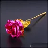 Ghirlande di fiori decorativi Moda 24K Lamina d'oro placcata Rose Regali creativi Dura per gli amanti Matrimonio Natale San Valentino Pres Dhzjg