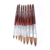 KADS Kolinsky Sable Stylo Bois Rouge 12 #14 #16 #18 #20 #22 # Nail Art Brosse Pour Professionnel Tête Ronde Nail Drawing Tool186F