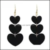 Charm Deaign Heart Shape Pu Leather Dangle örhängen för kvinnor Flicka Lätt uttalande Colorf Long Tassel Earring Jewelry Gift Dro Otchw