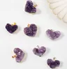 Natural Amethyst Cluster Crystal Pendant Love Gift Chakra Healing Reiki Mineral Quartz Energy Rough Stone Necklace with leather tt1216