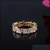 Band Rings Fashion Gold Zircon Simple High Quality Finger Ring Wedding For Women Jewelry Party Gifts Wholesale Drop Delivery Otr0W