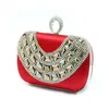 Evening Bags Elegant Beaded Women Diamonds Finger Rings Purse Day Clutches Handbags Red/black/champagne Pearl Wedding WY28