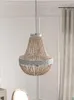 Pendant Lamps Natural Spiritual Carved Waist Seal Wooden Bead Chandelier Bedroom Dining Room