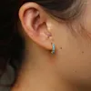 Hoop Earrings Sdzstone 925 Sterling Silver Round CZ Small Circles Huggies Blue For Women Delicate Jewelry Kids Girls