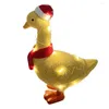 Christmas Decorations Garden Light-Up Duck Decor With Scarf Ornaments Mini Lights For Ground Lawn Outdoor