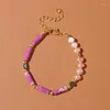 Braccialetti con ciondoli Catena di perle in pietra naturale per donna Uomo Bracciale con perline cilindriche Cavigliera con perline distanziatrici rotonde color oro