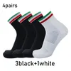 Sports Socks 4pairs/set Green White Red Striped Cycling Men Women Outdoor Racing Bike Breathable Calcetines Ciclismo