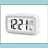 Bureau Table Horloges Plastique Mute Réveil LCD Smart Température Mignon P Osensible Chevet Numérique Sn Veilleuse Calendrier Rra13028 Ottcb