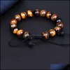 Beaded Mens Fashion Natural Tiger Eye Beads Matte Onyx Stone Woven Bracelet Bangles Healing Nce Prayer Women Men Jewelry Wholesale D Ot2Ab