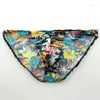 Underpants Male's Briefs Beach Coconut Tree Print Mesh Underwear Male Intimates Breathable Low Waist Comfortable Soft