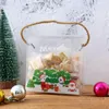 Presentförpackning 1 st jul transparent väska älg snöflinga jultomten cary candy inpackning bärbar kexförpackning med handtag