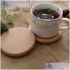 Tapis de table en bois 8,8 cm rond carré coaster bois de hêtre naturel tasse de noyer noir tapis tasses à café sous-verres bol assiette plat DHJ3O