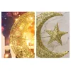 Christmas Decorations Star And Moon Treetop Decoration Hollow Design Tree Topper LED Lighted Ornament Table Light