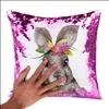 Taie d'oreiller Super brillant lapin magique sirène coussin ER avec paillettes changement de couleur pour décor de siège livraison directe maison jardin Tex Oty3V