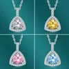 New Women's Triangle Necklace Pendant Pink/Yellow Shiny Cubic Zirconia Wedding Engagement Bridal Fine Jewelry