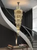 Lampes suspendues Design Villa Salon Cristal Haut Plafond Grand Lustre Lumière De Luxe El Hall Lampe Escalier Long