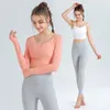 Active Sets 2022 Sports Yoga Suit Sexy Tight-fitting Long-sleeved Trousers Bra Underwear Three-piece Set Elastic Leggings Women Gym