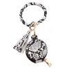 PU LÄDER TASSLES JACHELETS KEYCHAIN ​​PARTY FAVAR HANR TISTLET SUNFLOWER LEOPARD EARPHONE PAGS Makeup Bag With Mirror Keyring Heads SS1216