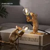 Tafellampen postmoderne hars rat muis lamp led moderne kleine mini schattig bureau home decor lichten met met