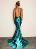 Royal Blue Mermaid Prom -jurken voor vrouwen plus size elegante spaghetti riemen diep v nek vloer lengte backless formele slijtage avondjurken optocht celebrity jurken