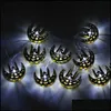 Other Event Party Supplies Eid Alfitr Led String Light 10 Islamic Ramadan Decor Golden Moon Star Lantern Home Decoration Drop Deli Dhb3E