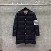 Men's Down 2022 Fashion Brand Men Coats Slim Fit Formal Long Jacket Striped Solid Black Thick Casual Winter Clothing