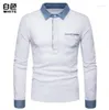 Herren Polos Männer Marke Kleidung Denim Revers Langarm POLO Shirt Große Größe Slim Casual Sport