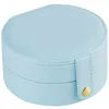 Storage Boxes Portable Semicircle Jewelry Box PU Leather Jewellery Earrings Display Organizer Jewerly 4 Colors