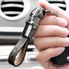 Luxe Leapard Head Cars Key Chain Cowhide Leather Keychain Metal Beyring voor Jaguar Car Key Pendant Holiday Party Gifts