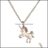 Pendant Necklaces New Golden Sier Horse Necklace Alloy Chain Chocker With Card Wholesale Jewelry Gift For Women Life Is Drop Deliver Ot7La