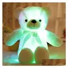 Doldurulmuş Peluş Hayvanlar 30Cm 50Cm Aydınlık Yaratıcı Light Up Led Teddy Bears Oyuncak Colorf Parlayan Ayı Noel Hediyesi İçin Çocuk Drop Del Dh8Vy