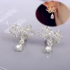 Backs oorbellen Grace 2 juni kleur Kies Rhinestone CZ Bowknot Water Drop Clip op zonder piercing voor vrouwen Fashion No Hole Ear