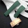 Banda de rel￳gio de brilho de borracha de borracha verde de silicone preto de 20 mm de 20 mm para a pulseira de papel para o logotipo da pulseira GMT Oysterflex ON230R