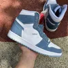 جامعة Ogjumpman Blue 1 1S كرة السلة أحذية رجال نساء براءة اختراع Hyper Royal Seafoam خوف لمسة داكنة Mocha Tan Gum Bio Hack Shadow