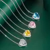 New 10mm Colorful Shiny Zircon Pendant Necklace Women's Wedding Simple Aesthetic Heart Choker Necklace Women Jewelry