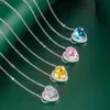 Nuova collana con ciondolo zircone lucido colorato da 10 mm Collana da donna con girocollo a cuore estetico semplice da sposa