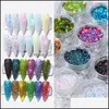 Nagel glitter holografisk pulveruppsättning 12 burkar blinkande kristalls paljetter aurora kameleon manikyr pigment för konst glittternal drop deli dhu9z