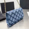 CC marka çapraz vücut kadınları mavi denim woc cüzdanları kapitone çantalar renksiz tasarımcı paralar çanta fransız bayan lüksler çanta çok pochette mini crossbody araba