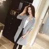 Kombinezony damskie plus size 3xl jeden jeden przycisk Autumn Slim Women Kobiet Long Blazer Jacket Grey Green Black Oversize